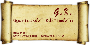 Gyuricskó Kálmán névjegykártya